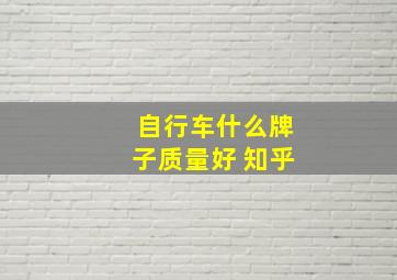 自行车什么牌子质量好 知乎